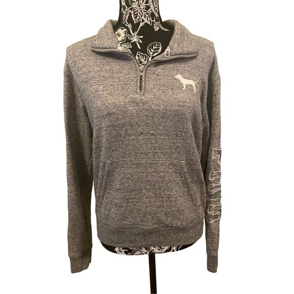 Victorias Secret Pink Quarter Zip Pullover Sweatshirt - Picture 1 of 11